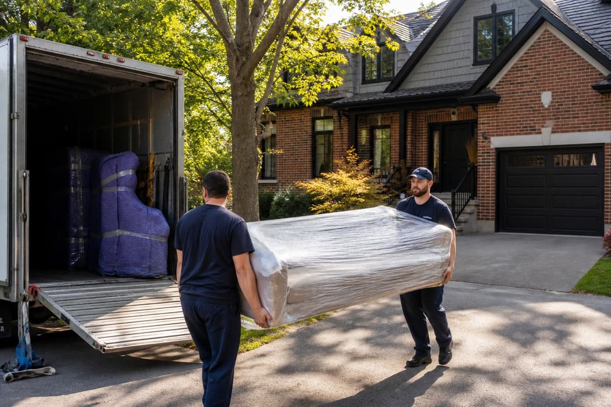 House move with truck on a Toronto driveway