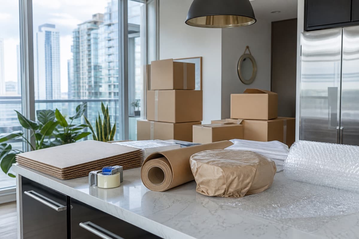 Packing supplies prepared for a Toronto move