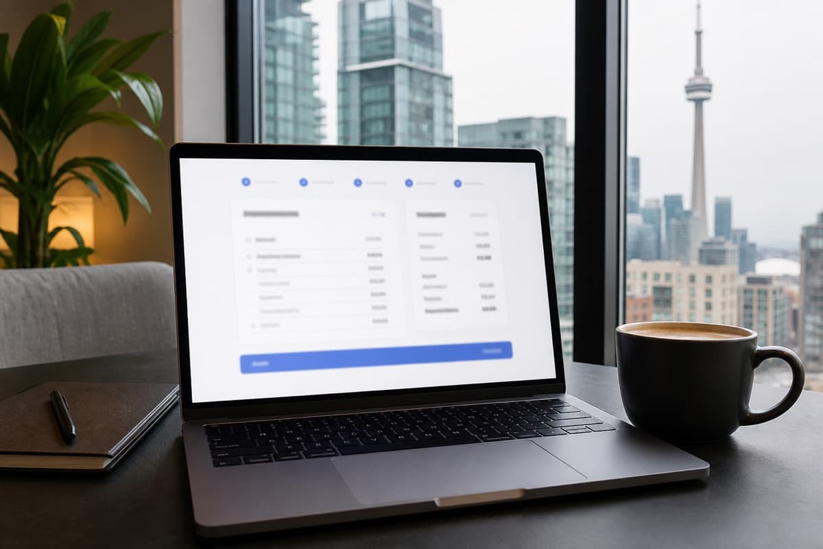 Transparent moving price breakdown on a laptop for a Toronto move